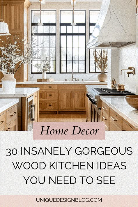 30 Insanely Gorgeous Wood kitchen ideas you need to see Rustic Craftsman Kitchen, Wooden Kitchen Renovation, Modern Wood Kitchens, Natural Wood Kitchen Cabinet, Neutral Wood Kitchen, Wood Kitchen Cabinets 2024, Mountain Home Kitchen Ideas, Kitchen Cabinets Natural Wood, Farmhouse Kitchen With Wood Cabinets