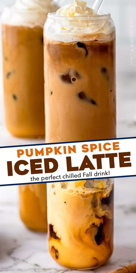 Iced Pumpkin Spice Latte Starbucks, Pumpkin Spice Iced Latte, Pumpkin Spice Latte Starbucks, Homemade Pumpkin Spice Syrup, Iced Pumpkin Spice Latte, Latte Starbucks, Iced Lattes, Starbucks Pumpkin Spice Latte, Pumpkin Spiced Latte Recipe