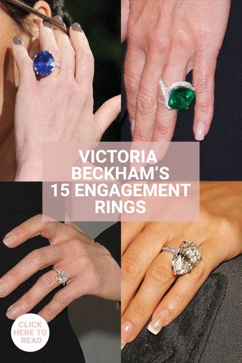 A round-up of Victoria Beckham's 15 engagement rings after 24 years of marriage to David Beckham Celebrities Engagement Rings, Victoria Beckham Ring, David Beckham Wedding, Victoria Beckham Engagement Ring, Victoria Beckham Wedding, Blake Lively Engagement Ring, Beckham Wedding, Viktoria Beckham, Engagement Ring Photography