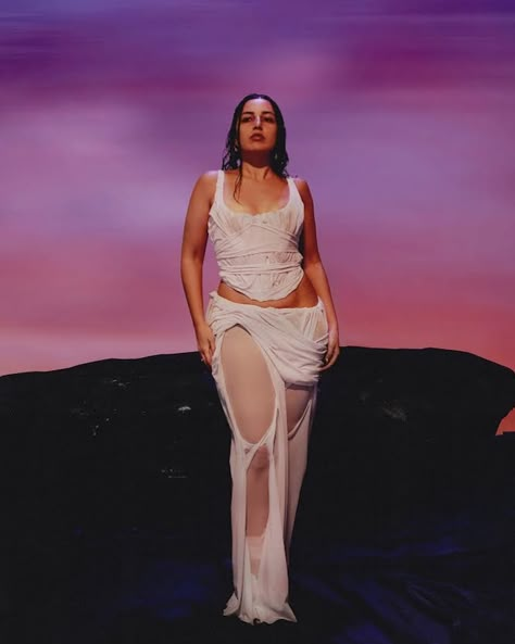 Dry Wet Dress, Woman Song, Artist Persona, European Fall, Met Gala Fashion, Wet Look Dress, Wet Dress, Purple Moon, Gala Fashion