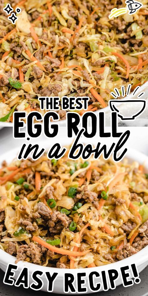 Egg Roll in a Bowl Egg Roll Bowl, Eggroll In A Bowl, Egg Roll In A Bowl, Chinese Cooking Recipes, One Pot Meal, Egg Roll Recipes, Egg Roll, Cabbage Recipes, Bowl Recipe