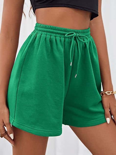 Jersey Shorts Outfit Women, Fleece Shorts Outfit, Pattern Shorts, Shorts Outfits Women, Women Shorts, Track Shorts, Fleece Shorts, Sweat Shorts, Drawstring Shorts