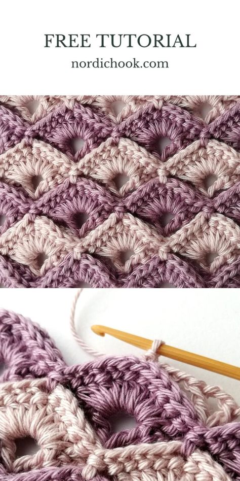 The box stitch - Nordic Hook - Free crochet tutorial Crochet Box Stitch, Crochet Box, Crochet Stitches Free, Crochet Blanket Designs, Crochet Stitches For Beginners, Sewing Embroidery, Blanket Patterns, Crochet Stitches Tutorial, Crochet Stitches Patterns