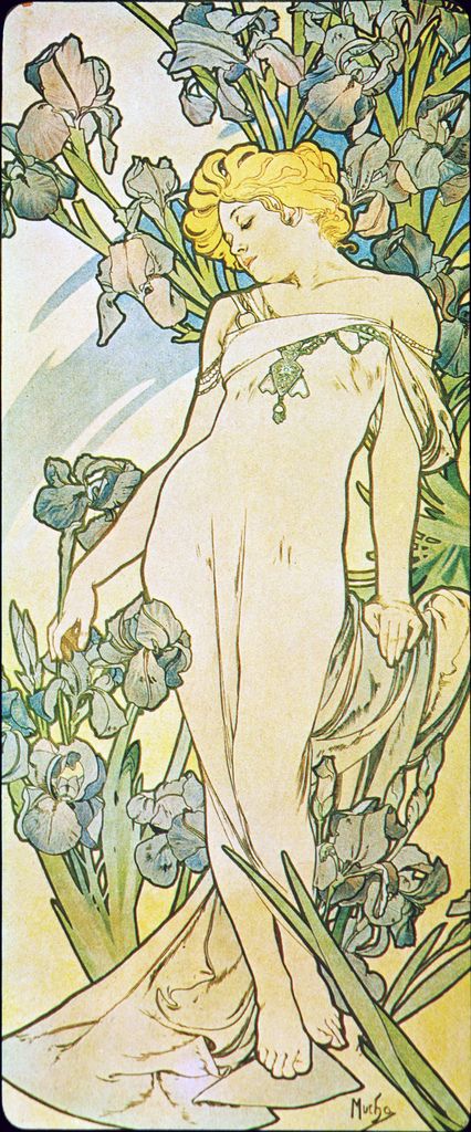 Alphonse Mucha - P9 L 'Iris/Iris, 1897. | P9 L 'Iris/Iris, 1… | Flickr Alfonse Mucha, Floral Goddess, Flower Postcard, Alfons Maria Mucha, Art Nouveau Mucha, Vintage French Posters, Illustration Art Nouveau, Alphonse Mucha Art, Nouveau Illustration