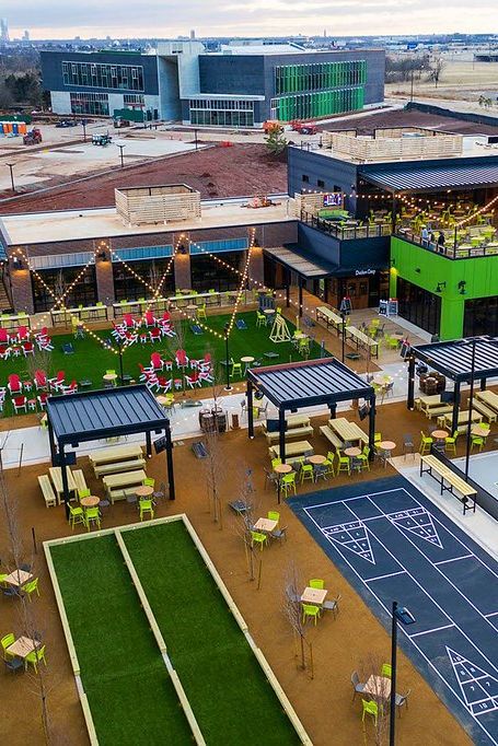 Chicken N Pickle, Food Court Design, Sports Facility Architecture, Outdoor Restaurant Design, Food Park, Pickleball Court, Restaurant Concept, Community Space, Outdoor Food