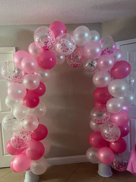 Pink Decorations Party Table, White And Pink Decorations Party, Pink Diy Party Decorations, Pink White Party Decorations, Pink And White Sleepover, Birthday Theme Pink And White, Pink And White Birthday Party Ideas Decoration, Pink Bday Decorations Aesthetic, 10 Shades Of Pink Party