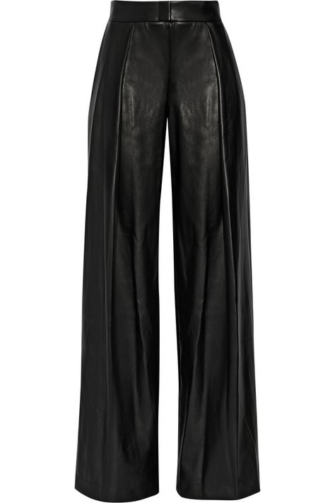 Dkny Faux Leather Wide-Leg Pants in Black Olivia Pope, Pantalon Large, Looks Chic, Kpop Fashion Outfits, Wide Legs, Dream Clothes, Wearing Black, Net A Porter, Leather Fashion