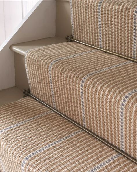 Stairway Carpet, Wool Stair Runner, Cottage Stairs, Striped Stair Runner, Vanessa Arbuthnott, Front Stairs, Staircase Runner, Indoor Outdoor Carpet, Stair Case