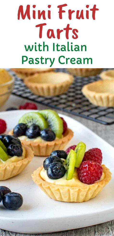 Mini Fruit Tart Recipe Fruit Tarts Recipe Dessert Easy, Fruit Tart Pastry, Filled Pastry Recipes, Sweet Tartlets Recipe, Fruit Cream Tart, Fruit Tart With Pastry Cream, Shortbread Fruit Tart, La Madeleine Fruit Tart Recipe, Fruit Tart Shell Recipe