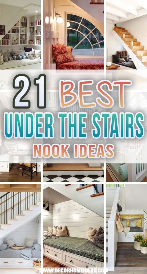 Best Under Stairs Nook. Not sure what to do with the space under the stairs? These under stairs nooks are the perfect ideas to create your own relaxation corner at home. #decorhomeideas Staircase Room Ideas, Beneath Stairs Ideas, What To Do With Closet Under Stairs, Under The Stairs Cabinet Ideas, Reading Nooks Under Stairs, U Der Stairs Ideas, Creative Under Stair Ideas, Design For Under Stairs, Under Staircase Nook Ideas