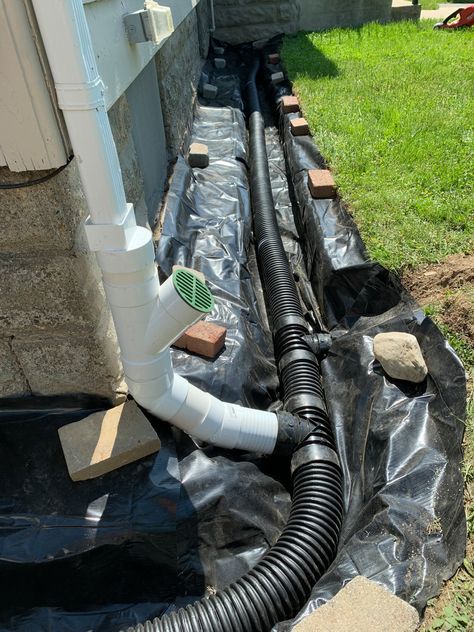 32+ Images How to Install Underground Drainage Systems for Exterior of House, Landscape, and Yard Drainage Solutions Landscaping, Gutter Drainage, Landscape Drainage, Backyard Drainage, Underground Drainage, Exterior Of House, Yard Drainage, French Drain, Drainage Solutions