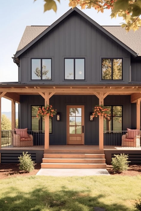 40 Cozy Farmhouse Porch Column Designs for a Welcoming Outdoor Space Outdoor House Remodel, Front Porch Additions Before And After, Old Modern Farmhouse Exterior, Front Porch Building Ideas Design, Home Exterior Front Porch, Craftsman Style Townhomes, Country Farmhouse Exterior Paint Colors, Wood Beam House Exterior, Wood House Color