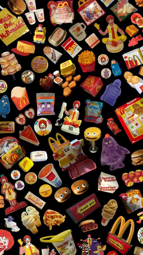 rock n roll mcdonald’s #mcdonalds #vintage #vibes #wallpaper #aesthetic #fyp #antique #food #fastfood #red #yellow #ronaldmcdonald #grimace Clowncore Wallpaper, Mcdonalds Vintage, Mcdonald's Aesthetic, Vibes Wallpaper, Happy Meal Toys, Retro Recipes, Happy Meal, Vintage Wallpaper, Vintage Vibes