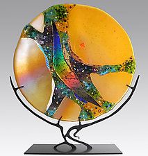 Kiln Glass Art, Moon Sculpture, Glass Wall Sculpture, Amber Moon, Pen Work, Fused Glass Panel, Slumped Glass, Fused Glass Wall Art, Glass Fusion Ideas