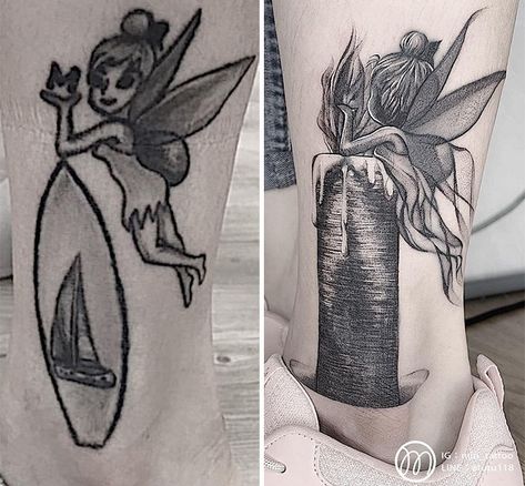 30 Amazing Examples Of Ink Masters Giving Old And Boring Tattoos A Cool Makeover Tattoos Cover Up, Ink Master Tattoos, Self Love Tattoo, Diamond Tattoos, Dark Ink, Old Tattoos, Ink Master, Tattoo Cover-up, Cover Up Tattoo