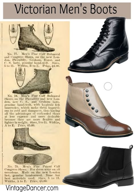 Victorian Mens Fashion, Victorian Men, Victorian Shoes, Victorian Man, Victorian Boots, Victorian Costume, Mens Ankle Boots, Sweeney Todd, Shoes Classic