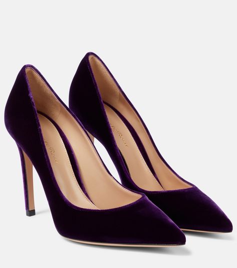 Gianvito Rossi Heels, Purple High Heels, Purple Pumps, Velvet Sandals, Velvet Pumps, Shoe Wardrobe, Leather Biker Boots, Rossi Shoes, Velvet Heels