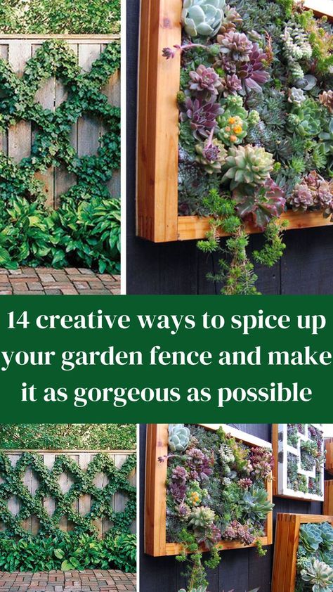 Garden Fence Decoration Ideas, How To Make Fence, Hanging Garden Ideas, Outdoor Trellis, Beautiful Wall Hanging, Concrete Fence, Garage Conversion, Covered Garden, Diy Things