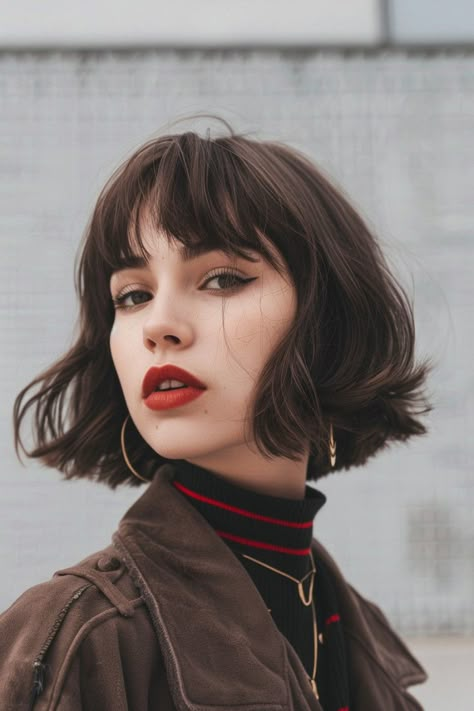 20 Très Chic Ways To Rock The Short French Bob Hairstyle - Pinch Of Glam French Bob For Fine Hair, French Hairstyles Short, Bob Bangs Hairstyles, Short Haircut Bangs, French Bob Round Face, Bangs Bob Haircut, French Bob Haircut With Bangs, Chin Length Bob With Bangs, French Bob Fine Hair