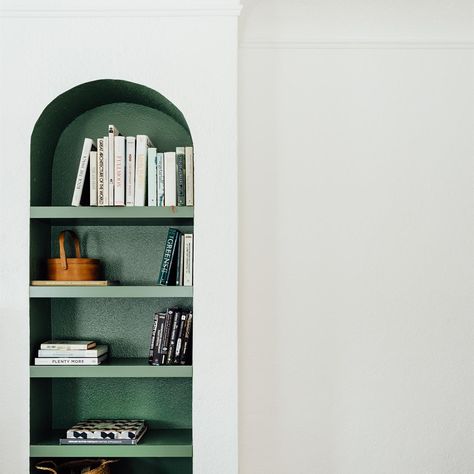 Alcove Ideas Living Room, Alcove Shelves, Half Painted Walls, Easy Painting Projects, Alcove Ideas, Wall Alcove, Creative Wall Painting, Dado Rail, Wall Niche