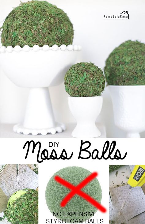 Moss Balls In Bowl, How To Make Moss Balls, Spring Vase Filler Ideas, Moss Balls Decor, Moss Decor Ideas, Diy Bowl Fillers, Moss Crafts, Moss Projects, Valentines Scripture