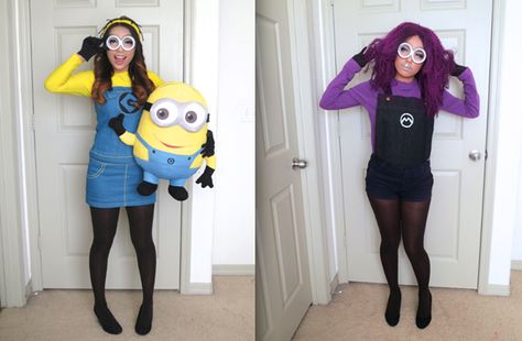 Minion Costume Minion Costume Ideas, Minion Makeup, Purple Minion Costume, Halloween Minions, Minions Costume, Despicable Me Costume, Minion Outfit, Purple Minion, Minion Costume