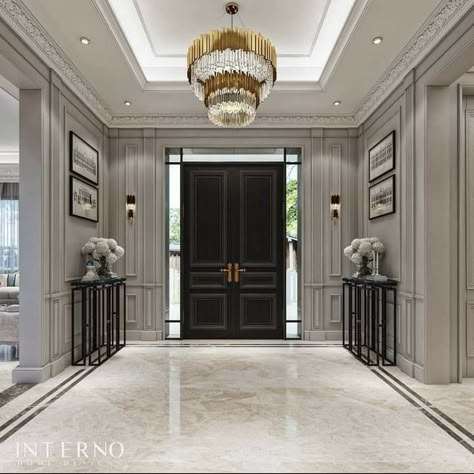 House Hall Design, Aesthetic Interior Design, Luxury House Interior Design, Classic Interior Design, Marble Flooring, Foyer Design, 아파트 인테리어, Mansion Interior, Hall Design