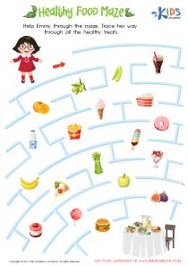 Healthy Food Maze Printable Healthy Food Worksheets For Preschool, Healthy Food Drawing For Kids, Healthy Food Preschool, Healthy Food Worksheets For Kids, Healthy Food Activities For Kids, Food Worksheets For Kids, Healthy Food Activities For Preschool, Healthy Habits Preschool, Healthy Food Activities