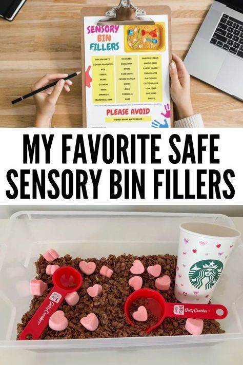 Do you love creating sensory bins for your special education students? Are you worried about the safety of the fillers you are using in your sensory bins? Today, I am sharing my top tips for creating sensory bins with safe sensory bin fillers. These are great for holiday sensory bins, math sensory bins, literacy sensory bins and more. Tooth Sensory Bin, Sensory Bins Occupational Therapy, Sensory Bin Fillers Toddlers, Sensory Bin For 20 Month Old, Editable Sensory Bin, Sped Sensory Bins, Lego Sensory Bin, Monthly Sensory Bins, Calm Down Bin