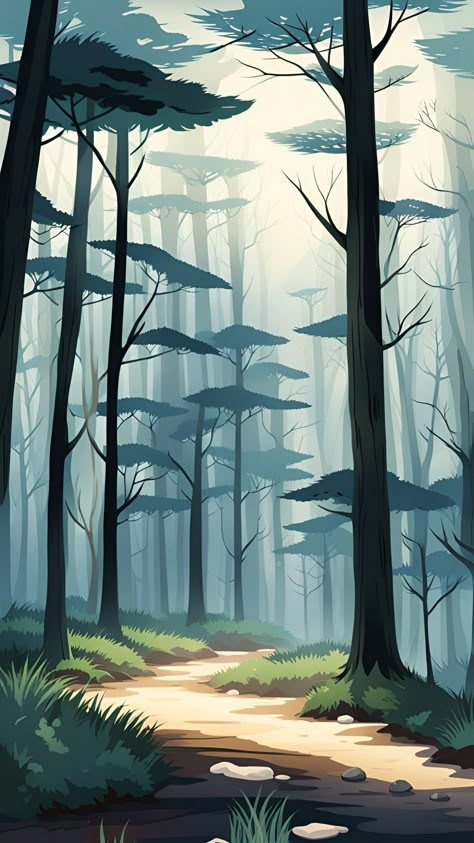 Forest Drawing Background, Forest Drawing, Wood Illustration, Forest Mural, Landscape Painting Tutorial, Scene Drawing, Forest Illustration, Bright Art, Background Drawing