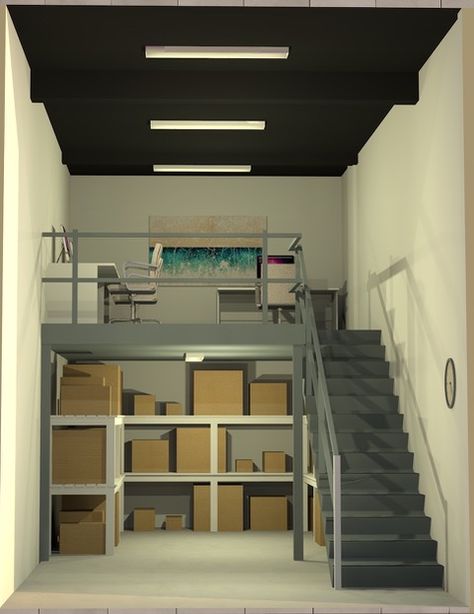 Creative Warehouse Offices Workspace Warehouse Office Space Ideas, Warehouse Office Design Layout, Small Business Warehouse Ideas, Small Warehouse Office, Office Warehouse Design, Small Industrial Office, Small Warehouse Design Storage, Small Warehouse Design Layout, Warehouse Design Storage