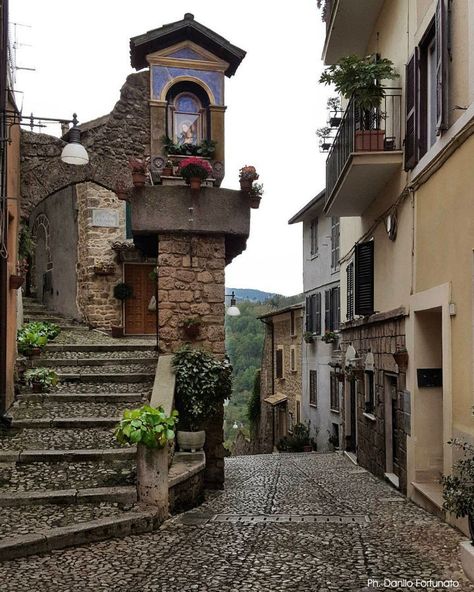 Lazio Italy, European Cottage, European Village, Italy Street, Italian Street, Italian Village, Stone Architecture, Italian Home, European Architecture