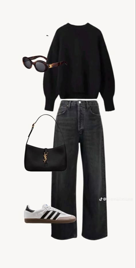 Black High Waisted Jeans Outfit, Black Wide Leg Jeans Outfit, Black Outfits Casual, Put Together Outfits, 2023 Fashion Trends, Black Jeans Outfit, Uni Outfits, Neue Outfits, Elegante Casual