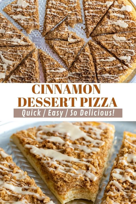 Dessert Naan, Desert Pizza Recipes, Cinnamon Dessert Pizza, Homemade Dessert Pizza, Classic Pizza Dough Recipe, Easy Dessert Pizza, Dessert Pizza Recipes, Cinnamon Desserts, Sweet Pizza