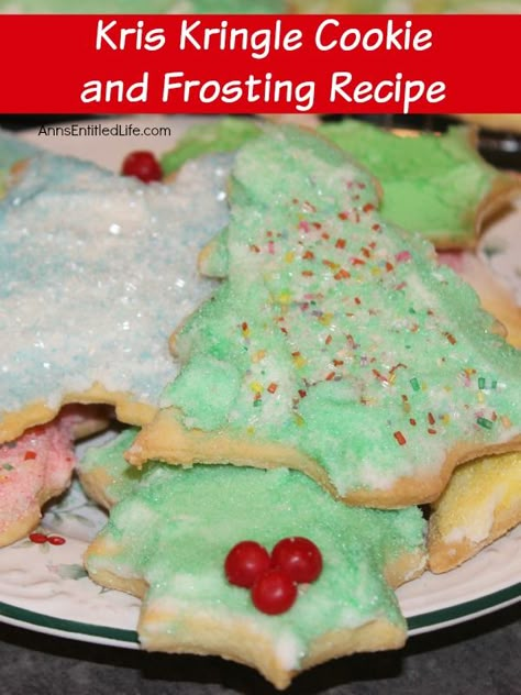 Kris Kringle Cookie and Frosting Recipe. Traditional Christmas cut-out cookie and frosting recipe, just like Grandma used to make! Kringle Recipe, Cookies And Frosting, Water Flavoring, Christmas Cookie Exchange Recipes, Christmas Cutout Cookies, Cookie Exchange Recipes, Holiday Cookie Exchange, Christmas Cookie Exchange, Kris Kringle