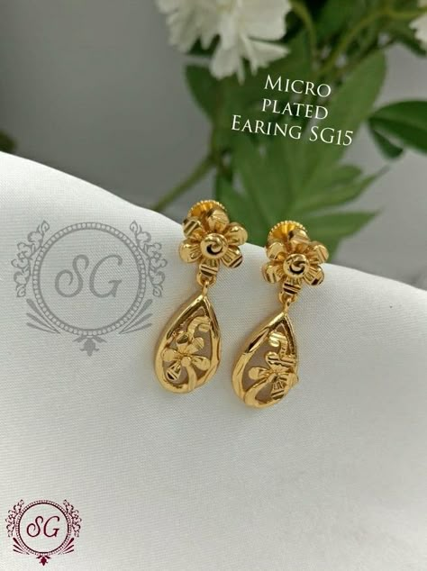 Daily Wear Gold Earrings Models, Ear Tops Gold Indian Daily Wear, Ear Rings Gold Indian Daily Wear, Dailyware Earrings Gold, Gold Earrings Designs For Daily Use, Daily Wear Earrings Gold Indian, Daily Use Gold Earrings Indian, Latest Gold Earrings Designs, Necklace Set Indian Bridal Jewelry