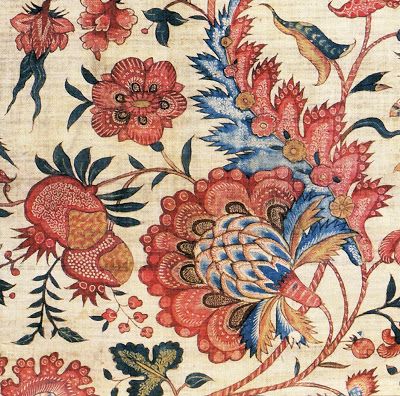 Indian Chintz Print from the Coromandel Coast circa 1720                                                                                                                                                                                 More Chintz Fabric, Art Chinois, Indian Patterns, Pattern Inspiration, Indian Prints, India First, French Fabric, Antique Fabrics, Indian Textiles