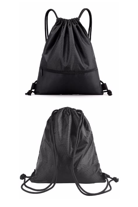 Drawstring Backpack Bag, Waterproof Draw String Back Sack with Zip Pocket, Gym Drawstring Bags Swim Bag for Men Women (Black, Upgraded) Aquatic Fashion, Drawstring Bag Design, Cute Gym Bag, Sports Wear Outfits, Gym Bags For Women, Backpack Designs, Backpack Drawing, Gifts For Athletes, String Pocket