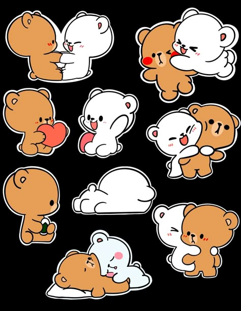 Cute Pinterest Stickers, Two Bears Cartoon, Kawaii Teddy Bear Drawing, Draw Cute Stickers, How To Print Stickers, Teddy Bear Stickers Printable, Bff Stickers Printable, Cute Bear Drawings Kawaii, Cute Bears Drawing