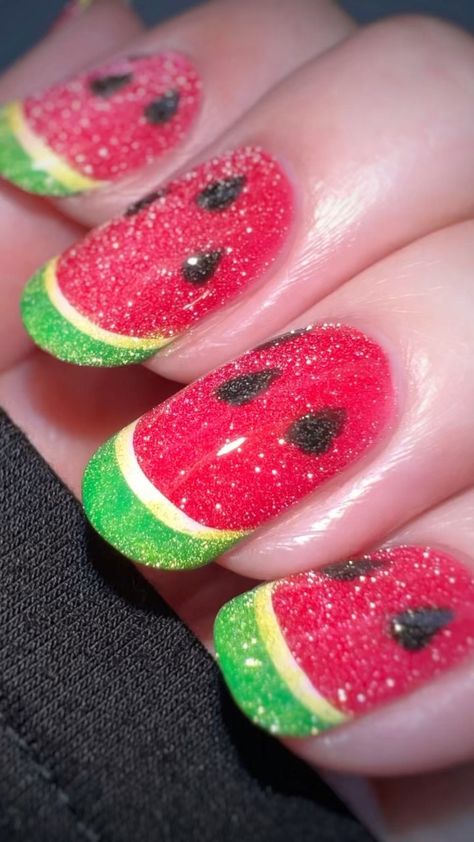 Watermelon Nails Design, Mom Nails, Watermelon Nail Designs, Watermelon Nail Art, Fruit Nails, Fruit Nail, Makeup Nails Designs, Gel Toe Nails, Watermelon Nails