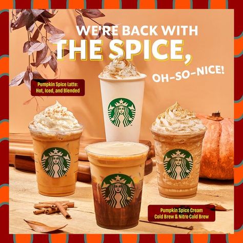 Starbucks Promotion, Pumpkin Spice Latte Starbucks, Starbucks Malaysia, Halloween Starbucks, Pumpkin Spice Drinks, Pumpkin Spice Cream, Starbucks Latte, Starbucks Pumpkin Spice Latte, Green Melon