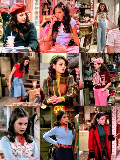 Jackie Burkhart Iconic Outfits, That 70s Show Jackie Aesthetic, That 70s Show Disco Outfits, That 70s Show Mila Kunis Outfits, Mila Kunis 70s Show Outfits, Jackie Kelso Costume, 70s Jackie Burkhart Outfits, That 79s Show Outfits, That 70s Show Mila Kunis