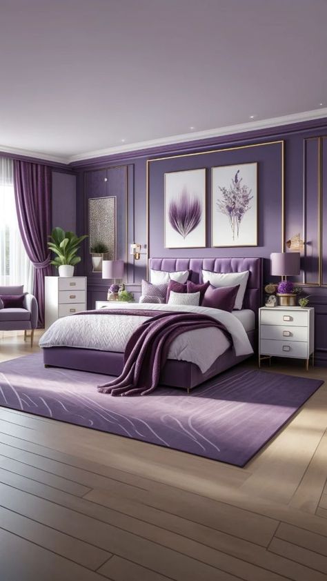 Experiment with different bedroom color schemes to find the perfect ambiance. Whether you prefer soothing pastels or bold hues, the right bedroom color can transform your space into a stylish haven. Room Decor Ideas Purple, Purple Room Decor Ideas, Lavender Bedrooms, Aesthetic Purple Room, Purple Room Design, Purple Kids Room, Room Decor Flowers, Colorful Bedrooms, Purple Themed Bedroom