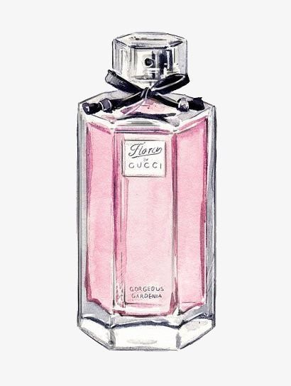 Perfume Art Painting, Magnolia Perfume, Parfum Gucci, Perfume Art, Bottle Drawing, Gucci Flora, Fashion Accessories Illustration, Perfume Bottle Design, Perfume Bottle Art