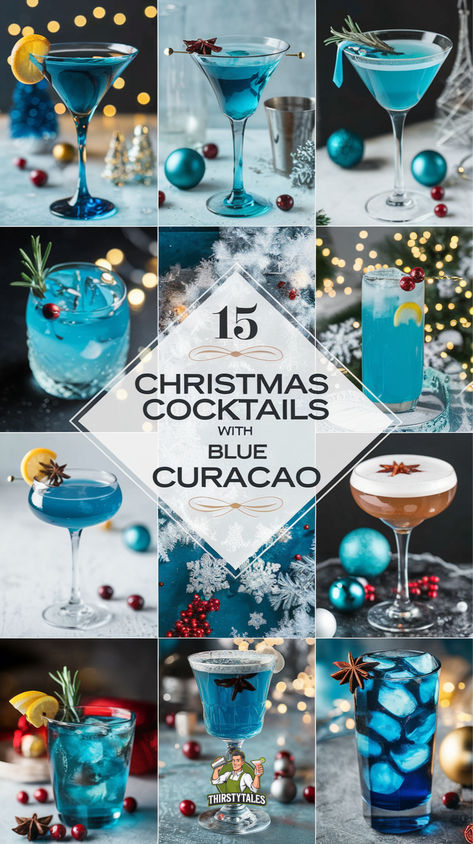 Cocktail Recipes Blue Curacao, Blue Midnight Kiss Cocktail, Rum And Vodka Drinks Recipes, Best Mixed Drinks Alcohol Easy, Rum And Blue Curacao Drinks, Blue Winter Drinks Alcoholic, Mixed Drinks With Blue Curacao, Blue Christmas Cocktail Recipe, Blue Themed Cocktails