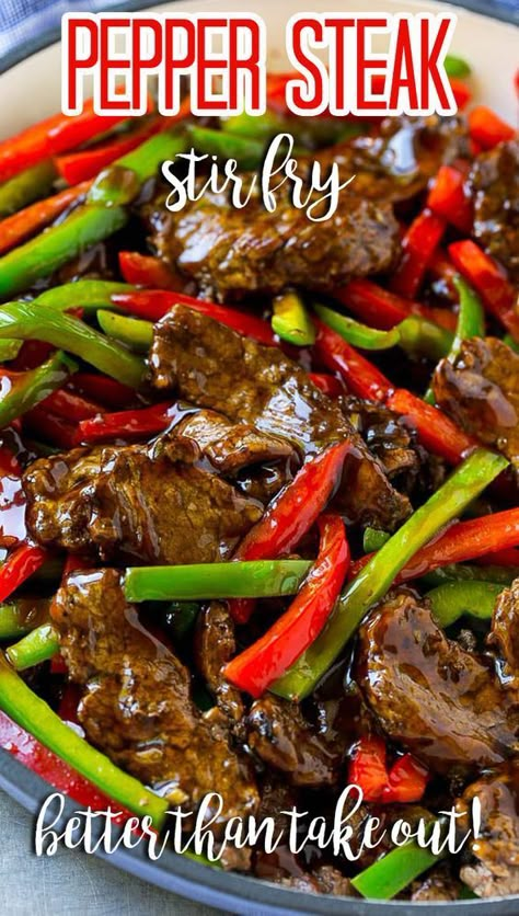 Stir Fry Steak, Pepper Steak Recipe Easy, Peper Steak, Steak Peppers, Pepper Steak Stir Fry, Steak Stirfry Recipes, Stir Fry Beef, Chinese Pepper Steak, Steak Stir Fry