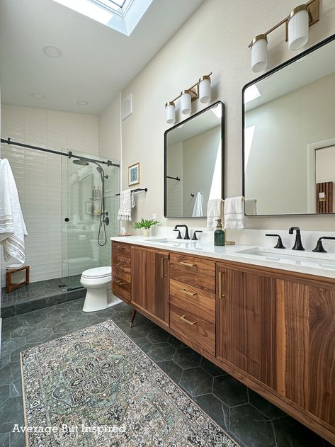 Our Long, Narrow Bathroom Renovation: Maximizing Space and Style Long Narrow Ensuite, Narrow Master Bath Layout, Long Narrow Bathroom Layout, Long Bathroom Vanity, Narrow Ensuite, Long Narrow Bathroom Ideas, Narrow Bathroom Layout, Long Narrow Bathroom, Master Bath Layout