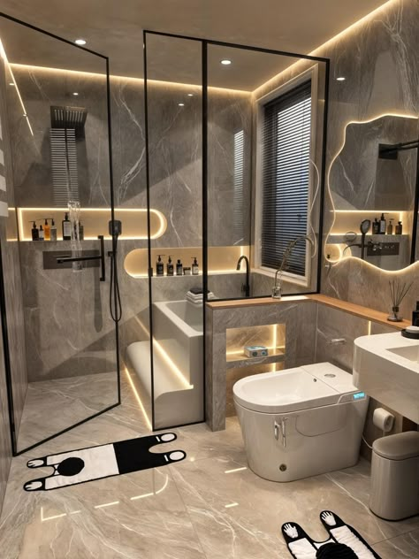 Bathroom Inspo Interior Design, Bathroom Interior Design Modern, Bathroom Design Layout, Interior Design Your Home, Bathroom Decor Luxury, Washroom Design, Bathroom Design Decor, Toilet Design, Bathroom Inspiration Decor