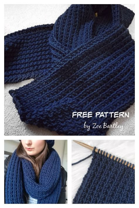 Blue Steel Chunky Beanie and Scarf Free Knitting Pattern Free Scarf Knitting Patterns For Kids, Chunky Wool Scarf Knitting Pattern, Wool Scarf Knitted Pattern, Chunky Knit Scarves Free Pattern, Chunky Scarf Knitting Patterns Free, Knitting Inspiration Scarf, Blanket Scarf Knitting Pattern, Chunky Wool Knitting Patterns Free, Chunky Knit Scarf Pattern Free