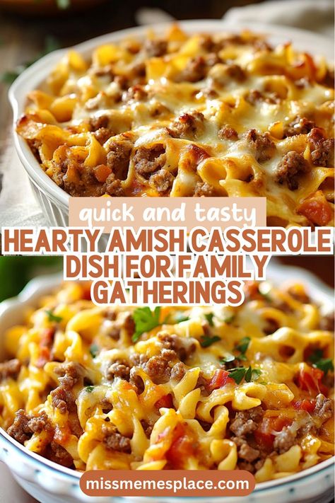 Looking for a crowd-pleasing meal that satisfies everyone? This hearty Amish casserole dish is your answer! Featuring a delectable blend of ground beef, egg noodles, and mixed vegetables, all enveloped in a creamy sauce, this casserole is sure to become a family favorite. Easy to prepare and bake, it’s perfect for potlucks or cozy nights at home. Plus, it stores well, making it ideal for leftovers. Bring the warmth of Amish cooking to your table and create lasting memories with each bite! Recipe With Mixed Vegetables, Egg Noodle Meals, Amish Egg Noodle Recipes, Amish Meals, Amish Recipes Authentic, Amish Country Casserole Recipe, Ground Beef Egg Noodles, Beef Egg Noodles, Amish Casserole